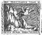 Pegasus jumping from a rock; starry sky; 'Hausmarke'? and initials "B.V.[D.]B."