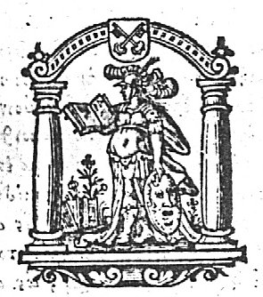 Minerva (Aegis, helmet) holding an open book, standing on the coat of arms of the city of Leiden (Minerva as patroness of the University of Leiden