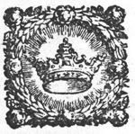 Crown surrounded by a radiance; a wreath as frame