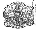 Personification of the city of Dordrecht: sitting woman, holding a palm- branch, 'giving birth to' books in her lap, a coat of arms (of Dordrecht) next to her; banderoles with inscription