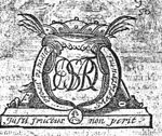 Cartouche with author's monogram "E.V.E.R.H.A.R.D M.E.Y.S.T.E.R." on pedestal; 'portrait' medaillon; crown(?) with feathers