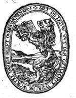 The book with the seven seals is held by the lion of Juda, standing on its hind legs