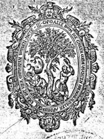 A man cutting a tree with an axe, another man making a fire, 'Hausmarke' with initials "I.S."; frame decorated with festoons, mascaron and lion's head