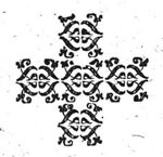 Abstract ornaments printed in cruciform pattern