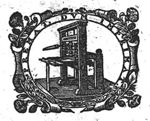 A printing press; decorated frame