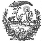 Apollo is watering a tree (Dutch: 'boom'); in the background: Pegasus; a belt with inscription and initials "H.D.B."