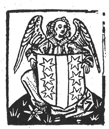 A sitting angel holding the coat of arms of Gouda
