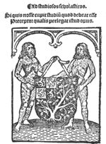 Two 'wild men' under an arch, holding the coat of arms of 's-Hertogenbosch between them