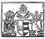 Coats of arms: imperial (double-headed eagle), papal (tiara, keys, wolf) and Roman - with initials "S.P.Q.R."