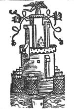 Castel Sant'Angelo with monogram "D.P."; coat of arms with remains of lettering "D.P."(?)