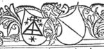 A branch from which a 'Hausmarke' and the coat of arms of Utrecht(?)