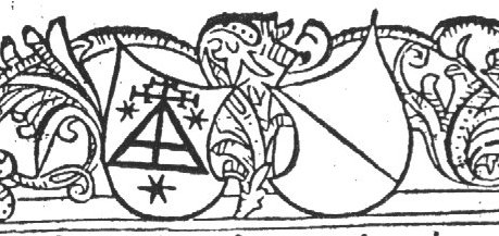 A branch from which a 'Hausmarke' and the coat of arms of Utrecht(?)
