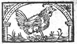 A hen under an arch