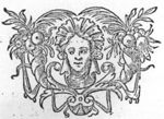 Ornamental: mascaron with cornucopiae and palm-branches