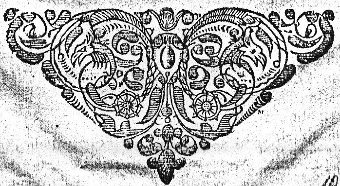 Stylized floral ornament; birds' heads