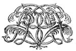 Decorated monogram, floral interlace, palm-branches