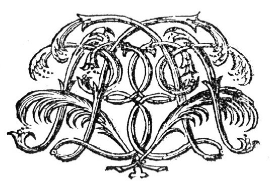 Decorated monogram, floral interlace, palm-branches
