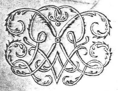 Decorated monogram, floral interlace
