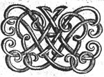 Decorated monogram "H.R.", abstract interlace