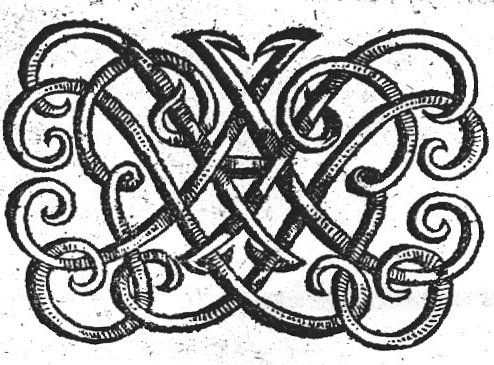 Decorated monogram "H.R.", abstract interlace