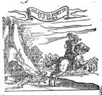A hunter on horseback fleeing, holding the cub of a leopard in front of him; the mother, pierced by arrows, pursues the horse ('love as strong as death'); banderole with inscription
