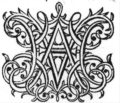Decorated monogram "A.M.", floral interlace