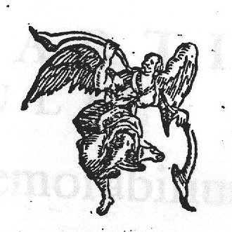Fame(?): winged woman blowing a trumpet and holding another one