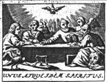 The four evangelists together, writing, inspired by the Holy Ghost, the four symbols assisting them