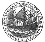 Sailing-ship carrying the flags with the monogram of the "V.O.C." and the lion of the United Provinces