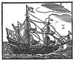 Sailing-ship carrying the flags with the monogram of the "V.O.C." and the lion of the United Provinces