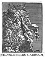 A man (in flight) climbing a rock