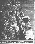 A man (in flight) climbing a rock