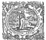 Patience (woman with folded hands, a lamb at her feet) in front of a mountainous landscape showing both the disastrous and beneficial effects of good and bad weather; frame decorated with festoons