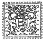 Vase with flowers(?) with coat of arms, framed by an acanthus ornament