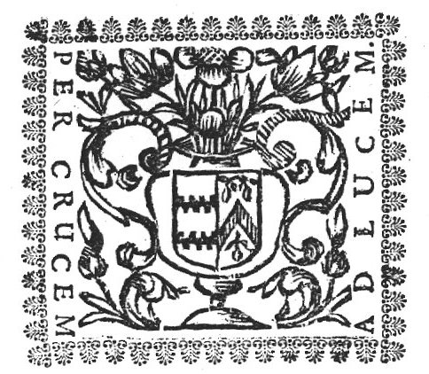 Vase with flowers(?) with coat of arms, framed by an acanthus ornament