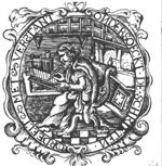 A man in his study, probably Flavius Josephus writing in a book; decorated frame
