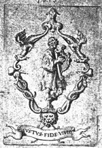 David as psalmist, playing harp in a decorated frame of dragons and snakes, ram's head and lion's head; banderole with inscription