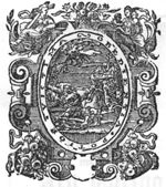 The sacrifice of Isaac: when Abraham has his sword raised to kill the blindfolded Isaac, the angel restrains him; frame decorated with personifications of Faith (woman with cross) and Charity (woman with two children), festoons and a basket of fruit and flowers