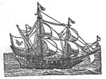 Sailing-ship carrying a flag with the monogram of the "V.O.C."