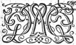 Decorated monogram "G.H.", abstract interlace