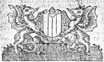 Two griffins holding the coat of arms of Dordrecht