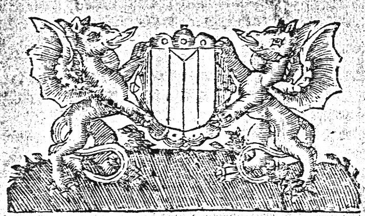 Two griffins holding the coat of arms of Dordrecht