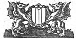 Two griffins holding the coat of arms of Dordrecht