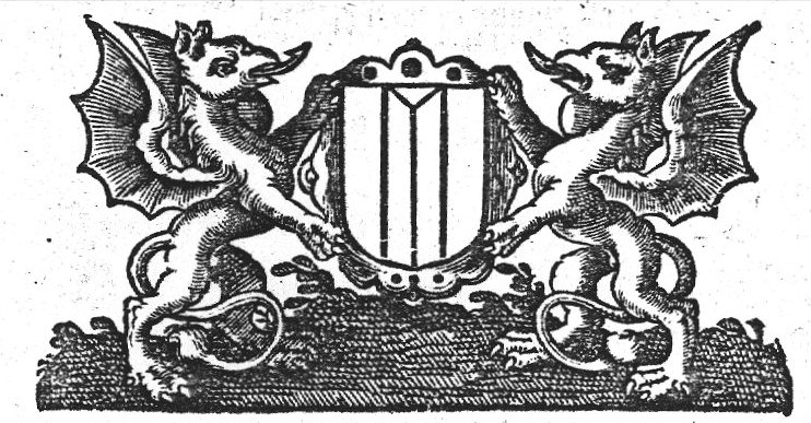 Two griffins holding the coat of arms of Dordrecht