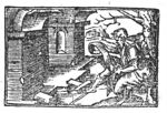 Man, holding a banner, reading a scroll