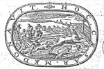 Hunters and dogs chasing a deer