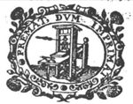A printing press; frame decorated with roses
