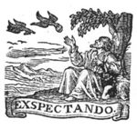 Elijah fed by the ravens (Dutch: 'raven'): while the prophet is living by the brook, ravens bring him food; banderole with inscription