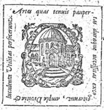 Building ('temple') with a cupola; decorated frame