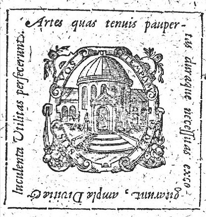 Building ('temple') with a cupola; decorated frame